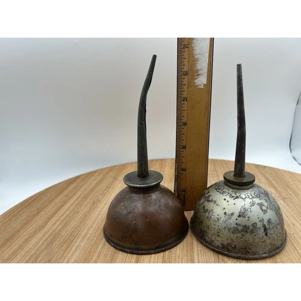 2 Vintage Thumb Pump Oil Cans - 1 Master Oiler And‎ 1 Unbranded
